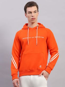 Rock.it - Orange Printed Regular Fit Hoodie