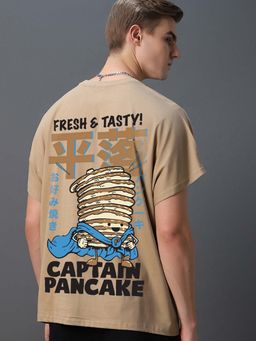 Bewakoof - Men's Ginger Root Brown Captain Pancake Graphic Printed Square Fit Vest