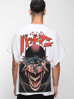 Bewakoof - Official DC Men's White Batman Who Laughs Graphic Printed Square Fit Vest