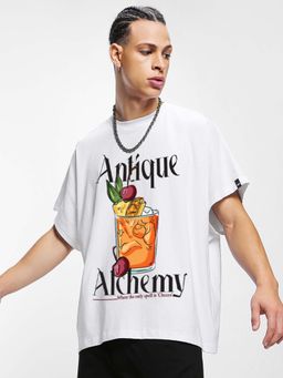 Bewakoof - White Printed Oversized Fit T-Shirt