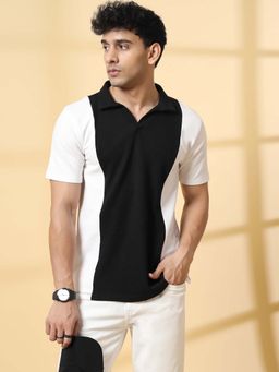 RIGO - Black Colorblock Regular Fit Polo T-Shirt