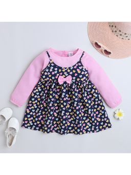 mama & bebe - Girls Multi-Color Cotton Printed Knee Length Frock Dress