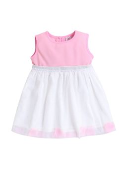 mama & bebe - Girls Pink Polyester Blend Embellished Knee Length Frock Dress