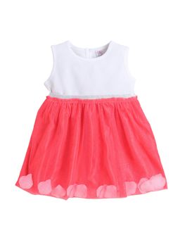 mama & bebe - Girls White Polyester Blend Embellished Knee Length Frock Dress