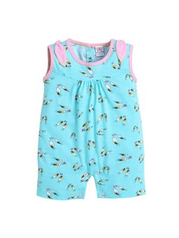 mama & bebe - Girls Blue Knitted Printed Romper