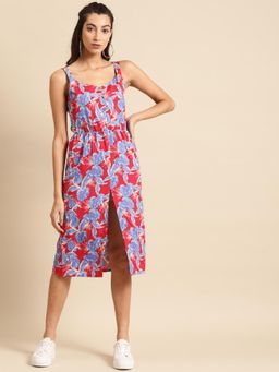 Dodo & Moa - Women Red Polyester Self Design Dress