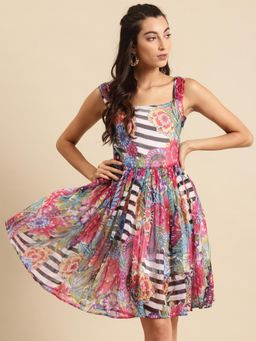 Dodo & Moa - Women Multi-Color Polyester Floral Dress