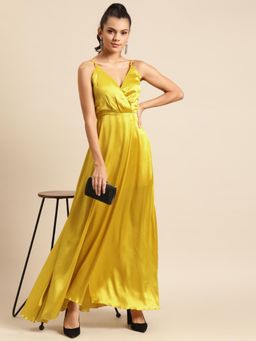 Dodo & Moa - Women Yellow Polyester Solid Dress