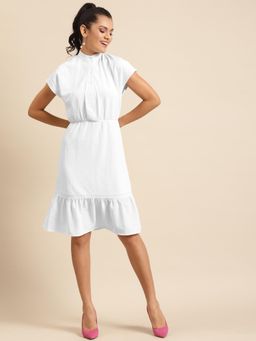 Dodo & Moa - Women White Polyester Solid Dress