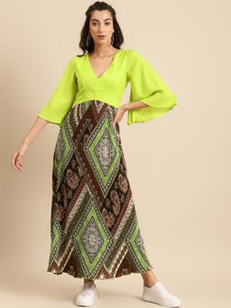 Dodo & Moa - Women Green Polyester Self Design Dress