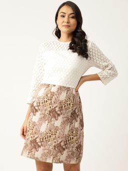 Dodo & Moa - Women White Polyester Printed Dress