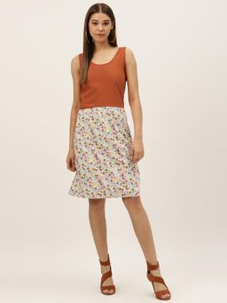 Dodo & Moa - Women Rust Polyester Floral Dress