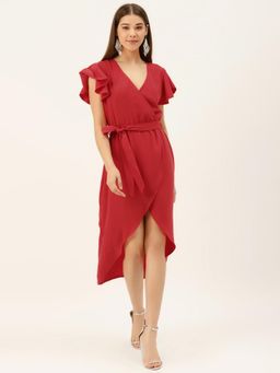 Dodo & Moa - Women Red Polyester Solid Dress