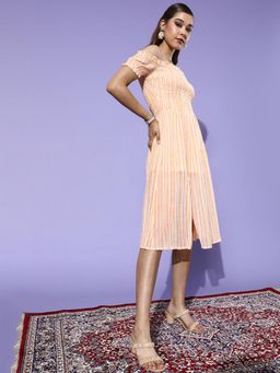 Dodo & Moa - Women Orange Polyester Stripes Dress