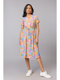 TAMISKA BY NARENDRA KUMAR - Women Multi-Color Viscose Rayon Self Design Dress