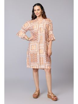 TAMISKA BY NARENDRA KUMAR - Women Orange Viscose Rayon Self Design Dress