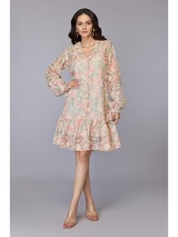 TAMISKA BY NARENDRA KUMAR - Women Peach Polyester Floral Dress