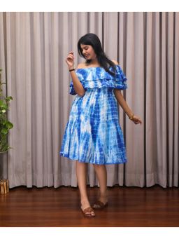 Veeralda - Women Blue Cotton Tie & Dye Dress