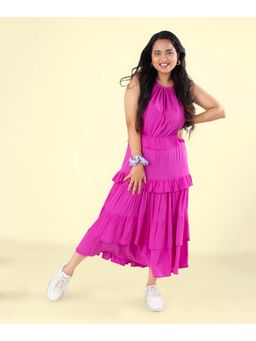 Veeralda - Women Purple Rayon Solid Dress