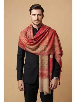MUFFLY - Men Kani Woven Patchwork Paisley Pattern Wool Blend Stole