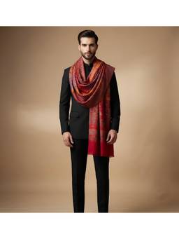 MUFFLY - Multicolour Patchwork Kani Jacquard Wool Blend Shawl