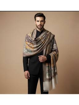 MUFFLY - Multicolour Patchwork Kani Jacquard Wool Blend Shawl