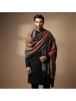 MUFFLY - Multicolour Patchwork Kani Jacquard Wool Blend Shawl