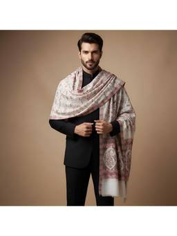 MUFFLY - Men Woven Kani Jacquard Floral Shawl with Bold Paisley Border