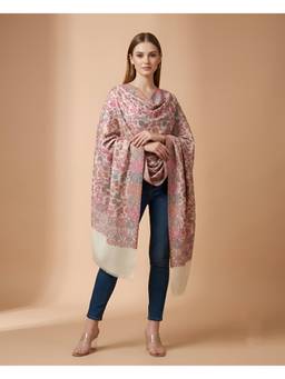 MUFFLY - Kani Weave Floral Jamawar Stole with Intricate Woven Border