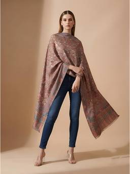 MUFFLY - Digital Printed Kashmiri Kalamkari Floral Jaal Bamboo Silk Stole