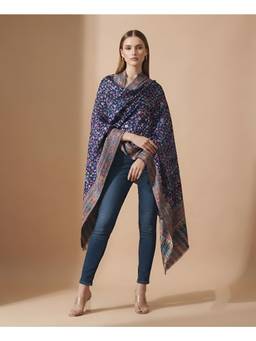 MUFFLY - Digital Printed Kashmiri Kalamkari Floral Jaal Bamboo Silk Stole