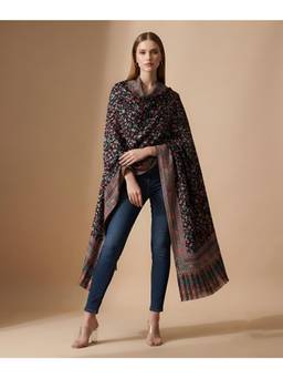 MUFFLY - Digital Printed Kashmiri Kalamkari Floral Jaal Bamboo Silk Stole