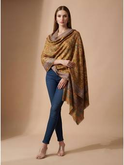 MUFFLY - Digital Printed Kashmiri Kalamkari Floral Jaal Bamboo Silk Stole