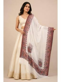 MUFFLY - Wool Blend Kingri Design Jacquard Woven Shawl with Tassel Finish