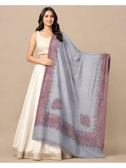MUFFLY - Wool Blend Kingri Design Jacquard Woven Shawl with Tassel Finish
