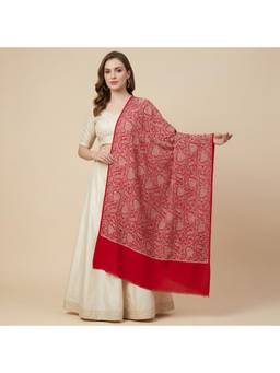 MUFFLY - Wool Blend Kashmiri Sozni Jaal Embroidered Winter Shawl