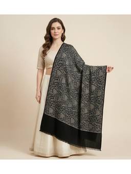 MUFFLY - Wool Blend Kashmiri Sozni Jaal Embroidered Winter Shawl