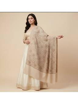 MUFFLY - Wool Blend Kashmiri Sozni Jaal Embroidered Winter Shawl