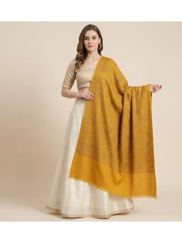 MUFFLY - Wool Blend Kashmiri Sozni Jaal Embroidered Winter Shawl