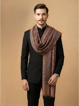 MUFFLY - Men Digital Printed Kashmiri Kalamkari Floral Jaal Bamboo Silk Stole