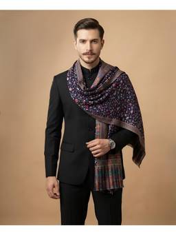 MUFFLY - Men Digital Printed Kashmiri Kalamkari Floral Jaal Bamboo Silk Stole
