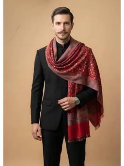 MUFFLY - Men Digital Printed Kashmiri Kalamkari Floral Jaal Bamboo Silk Stole