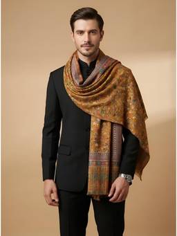 MUFFLY - Men Digital Printed Kashmiri Kalamkari Floral Jaal Bamboo Silk Stole