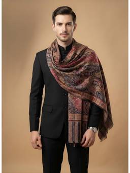 MUFFLY - Men Bamboo Silk Kashmiri Paisley Jamawar Printed Stole