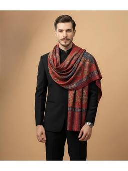MUFFLY - Men Bamboo Silk Kashmiri Paisley Jamawar Printed Stole