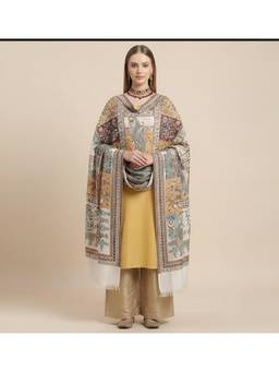 MUFFLY - Multicolour Patchwork Kani Jacquard Wool Blend Shawl