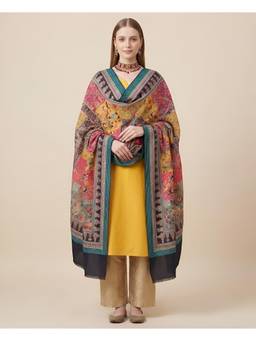MUFFLY - Multicolour Patchwork Kani Jacquard Wool Blend Shawl
