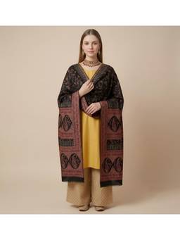 MUFFLY - Women Woven Kani Jacquard Floral Shawl with Bold Paisley Border