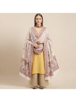 MUFFLY - Women Woven Kani Jacquard Floral Shawl with Bold Paisley Border