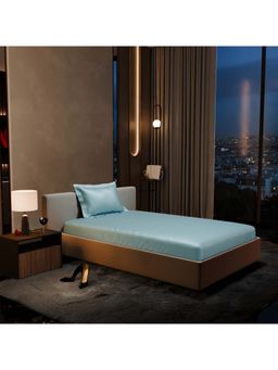 Stoa Paris - Blue Satin Single Fitted Sheet with 1 Pillow Cover